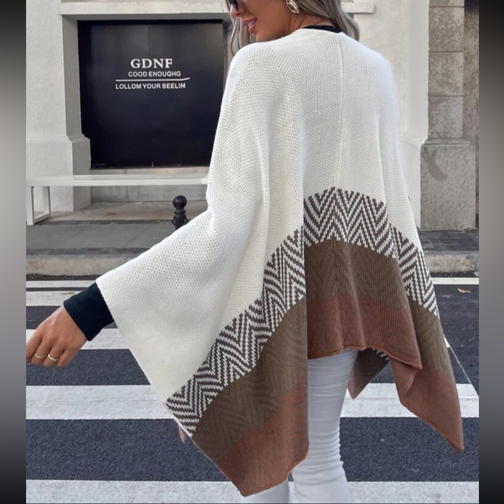 Color Block Chevron Pattern Cardigan - Size Small - Picture 3 of 6